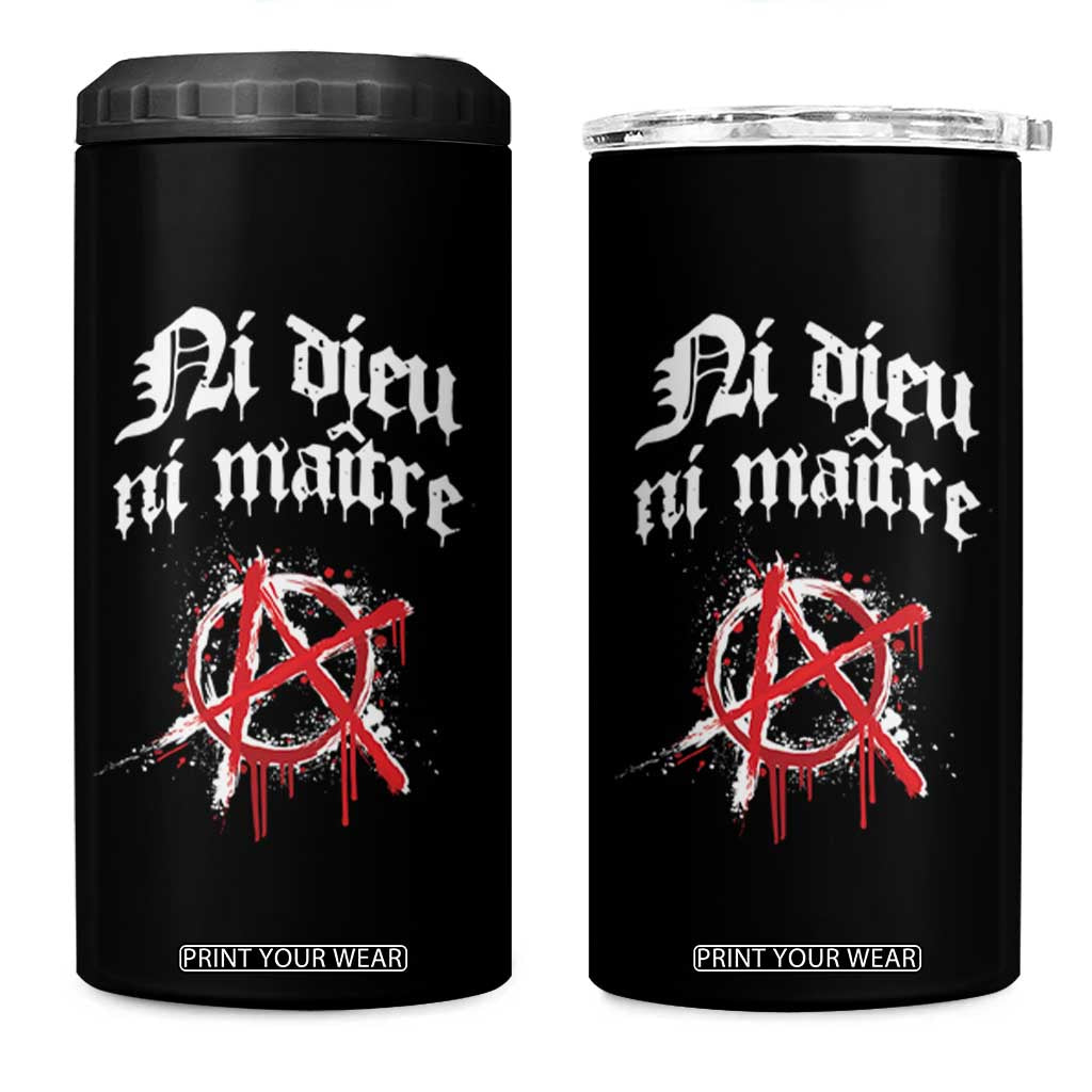 Ni Dieu Ni Maitre No God No Masters 4 in 1 Can Cooler Tumbler Anarchy Symbol TS11 One Size: 16 oz Black Print Your Wear