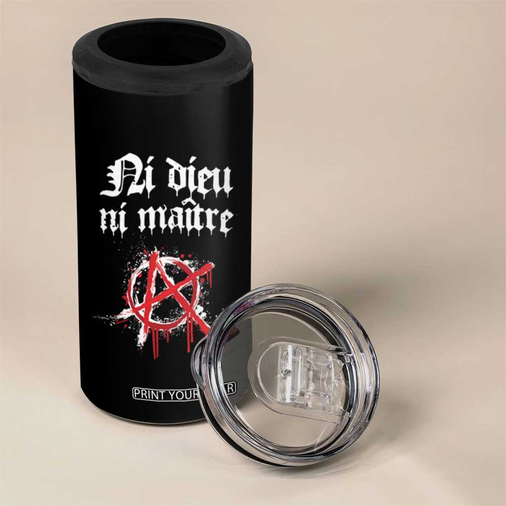 Ni Dieu Ni Maitre No God No Masters 4 in 1 Can Cooler Tumbler Anarchy Symbol TS11 Print Your Wear
