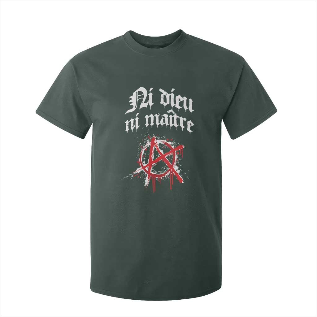 Ni Dieu Ni Maitre No God No Masters T Shirt For Kid Anarchy Symbol TS11 Dark Forest Green Print Your Wear