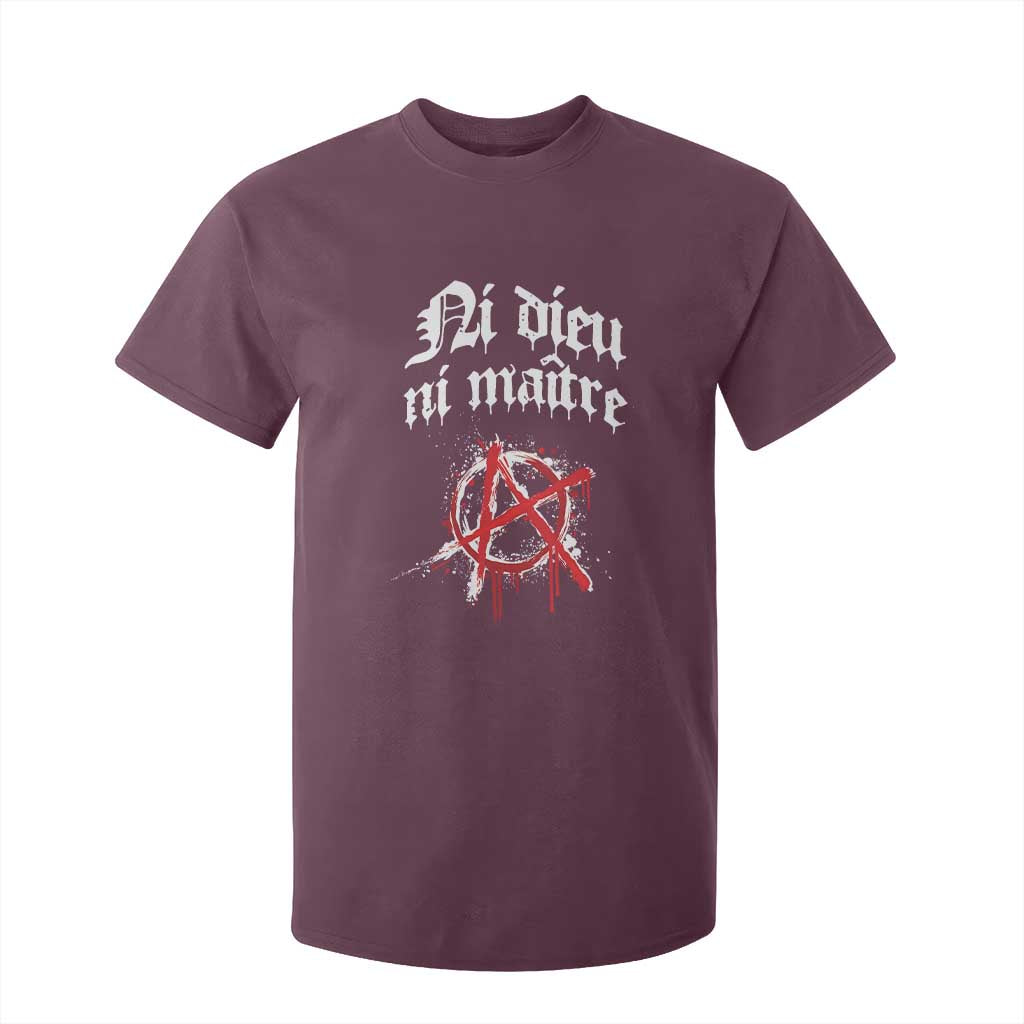 Ni Dieu Ni Maitre No God No Masters T Shirt For Kid Anarchy Symbol TS11 Maroon Print Your Wear