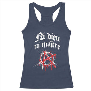 Ni Dieu Ni Maitre No God No Masters Racerback Tank Top Anarchy Symbol TS11 Navy Print Your Wear