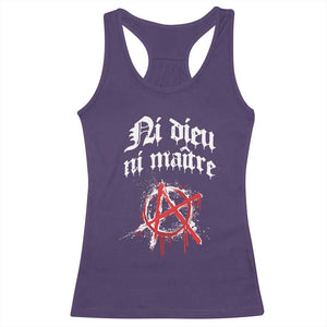 Ni Dieu Ni Maitre No God No Masters Racerback Tank Top Anarchy Symbol TS11 Purple Print Your Wear