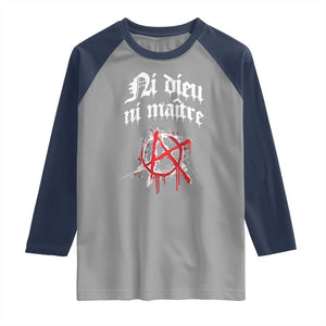 Ni Dieu Ni Maitre No God No Masters Raglan Shirt Anarchy Symbol TS11 Sport Gray Navy Print Your Wear