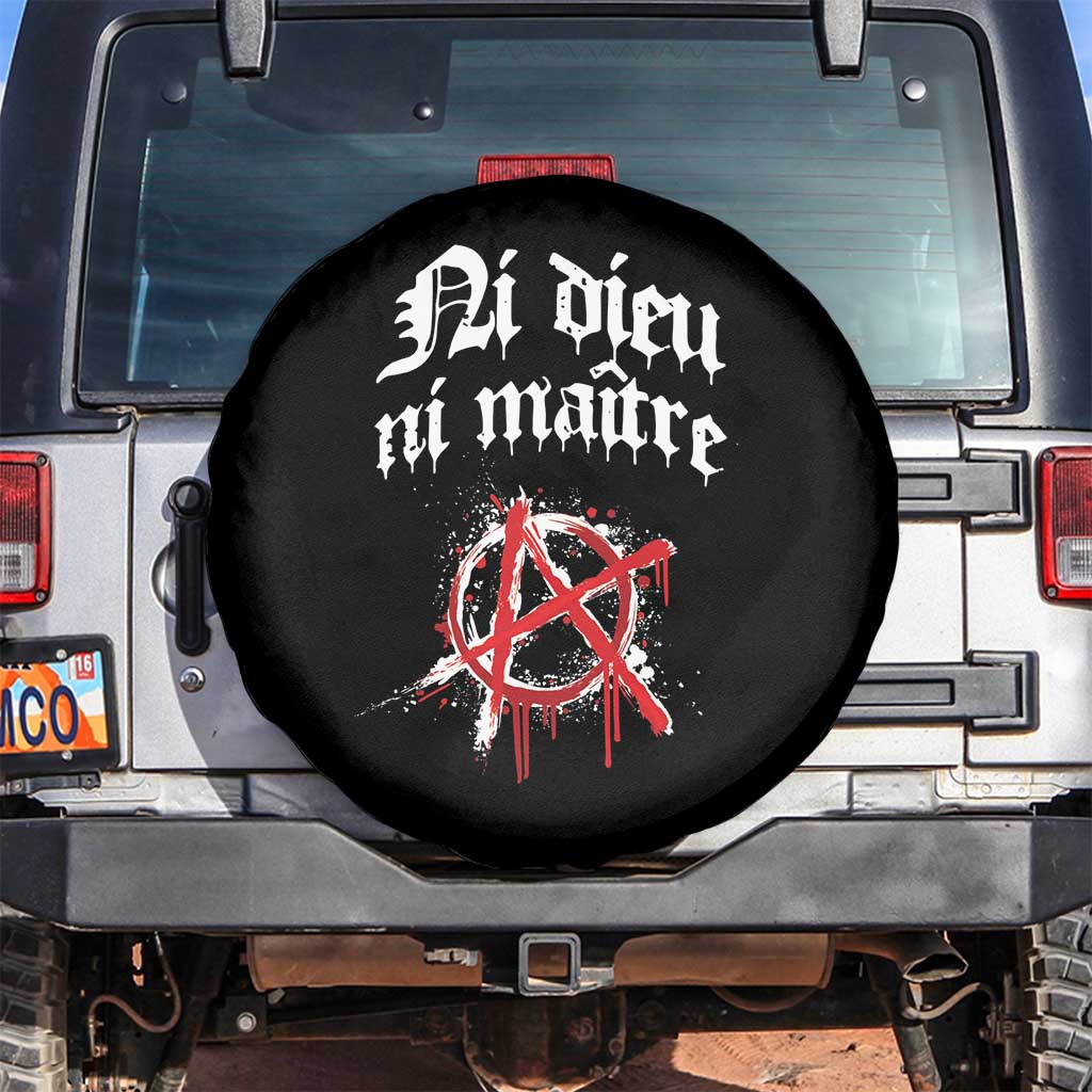 Ni Dieu Ni Maitre No God No Masters Spare Tire Cover Anarchy Symbol TS11 No hole Black Print Your Wear