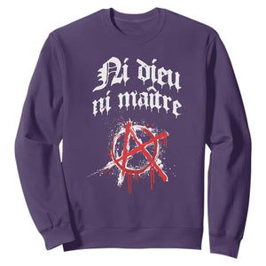Ni Dieu Ni Maitre No God No Masters Sweatshirt Anarchy Symbol TS11 Purple Print Your Wear
