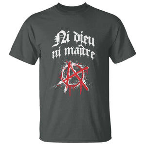 Ni Dieu Ni Matre No God No Masters T Shirt Anarchy Symbol TS11 Dark Heather Print Your Wear