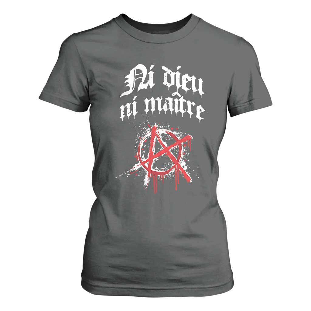 Ni Dieu Ni Maitre No God No Masters T Shirt For Women Anarchy Symbol TS11 Dark Heather Print Your Wear