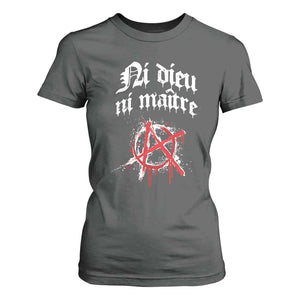 Ni Dieu Ni Maitre No God No Masters T Shirt For Women Anarchy Symbol TS11 Dark Heather Print Your Wear