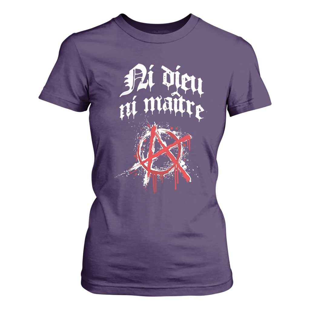 Ni Dieu Ni Maitre No God No Masters T Shirt For Women Anarchy Symbol TS11 Purple Print Your Wear