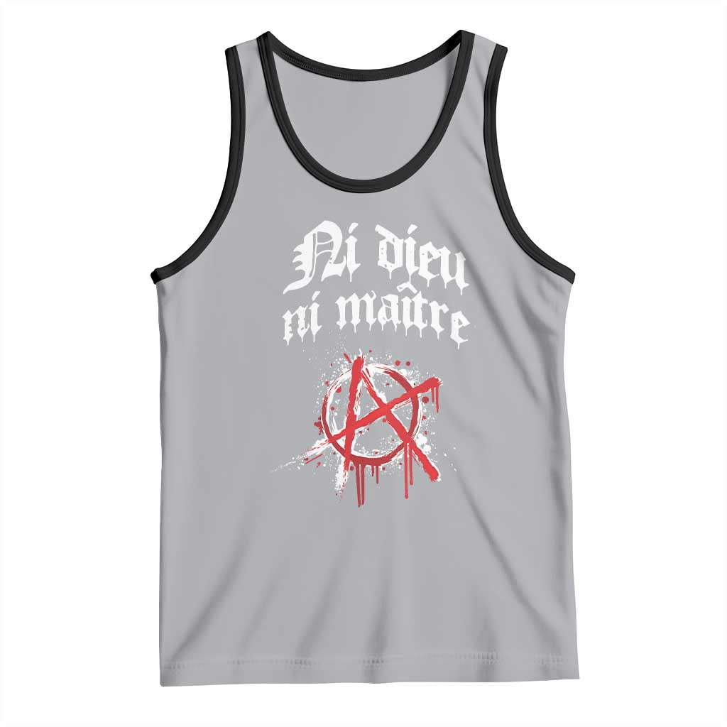 Ni Dieu Ni Maitre No God No Masters Tank Top Anarchy Symbol TS11 Athletic Heather Black Print Your Wear