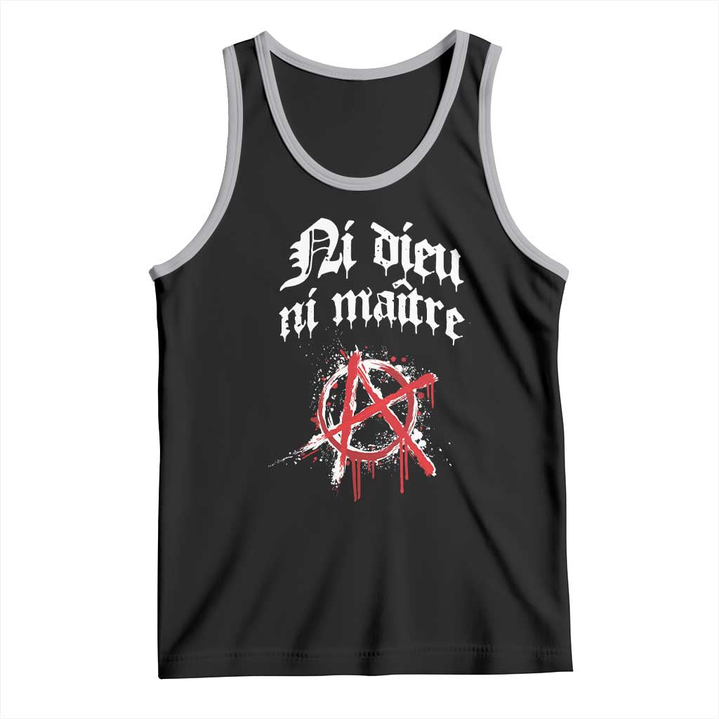 Ni Dieu Ni Maitre No God No Masters Tank Top Anarchy Symbol TS11 Black Athletic Heather Print Your Wear