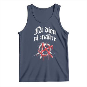 Ni Dieu Ni Maitre No God No Masters Tank Top Anarchy Symbol TS11 Navy Print Your Wear