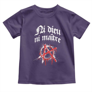 Ni Dieu Ni Maitre No God No Masters Toddler T Shirt Anarchy Symbol TS11 Purple Print Your Wear