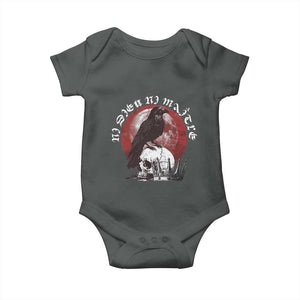 Ni Dieu Ni Maitre No God No Masters Baby Onesie Raven Skull TS11 Dark Heather Print Your Wear
