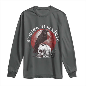 Ni Dieu Ni Maitre No God No Masters Long Sleeve Shirt Raven Skull TS11 Dark Heather Print Your Wear