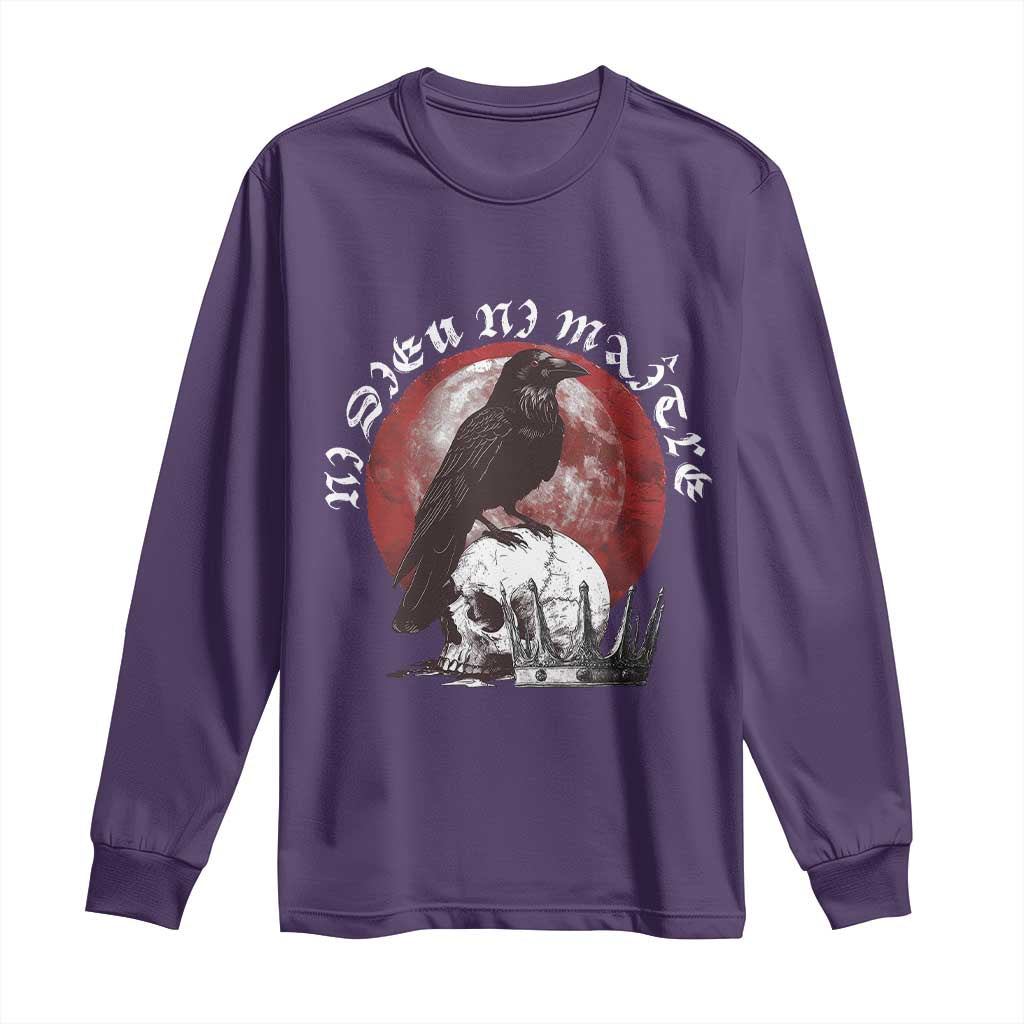 Ni Dieu Ni Maitre No God No Masters Long Sleeve Shirt Raven Skull TS11 Purple Print Your Wear