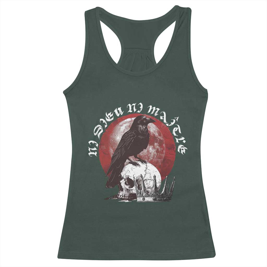 Ni Dieu Ni Maitre No God No Masters Racerback Tank Top Raven Skull TS11 Dark Forest Green Print Your Wear