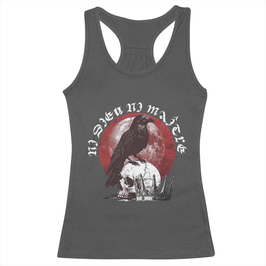 Ni Dieu Ni Maitre No God No Masters Racerback Tank Top Raven Skull TS11 Dark Heather Print Your Wear