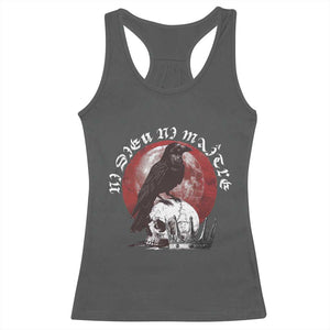 Ni Dieu Ni Maitre No God No Masters Racerback Tank Top Raven Skull TS11 Dark Heather Print Your Wear