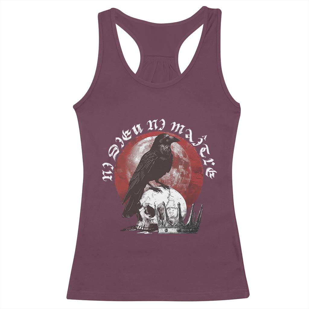 Ni Dieu Ni Maitre No God No Masters Racerback Tank Top Raven Skull TS11 Maroon Print Your Wear
