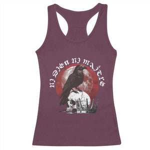 Ni Dieu Ni Maitre No God No Masters Racerback Tank Top Raven Skull TS11 Maroon Print Your Wear