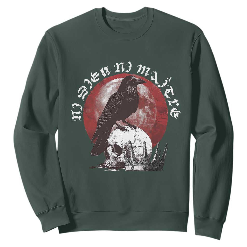 Ni Dieu Ni Maitre No God No Masters Sweatshirt Raven Skull TS11 Dark Forest Green Print Your Wear