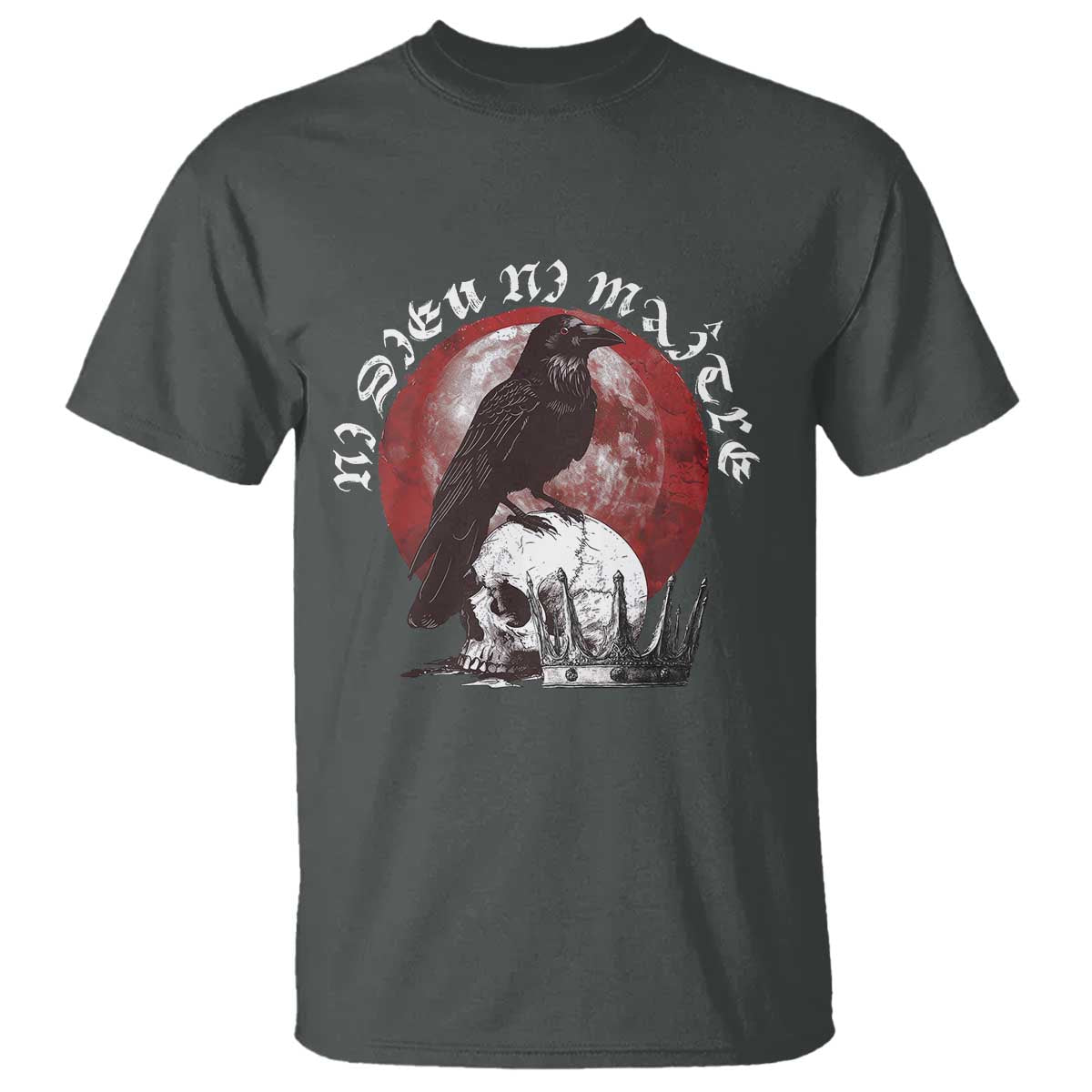 Ni Dieu Ni Maitre No God No Masters T Shirt Raven Skull TS11 Dark Heather Print Your Wear