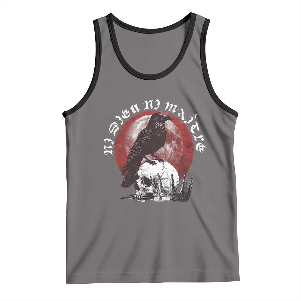 Ni Dieu Ni Maitre No God No Masters Tank Top Raven Skull TS11 Deep Heather Black Print Your Wear