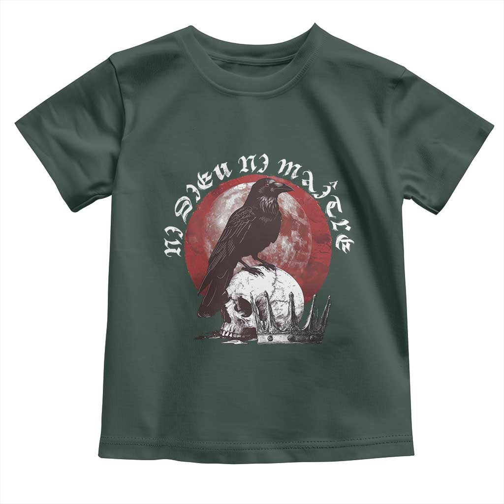 Ni Dieu Ni Maitre No God No Masters Toddler T Shirt Raven Skull TS11 Dark Forest Green Print Your Wear