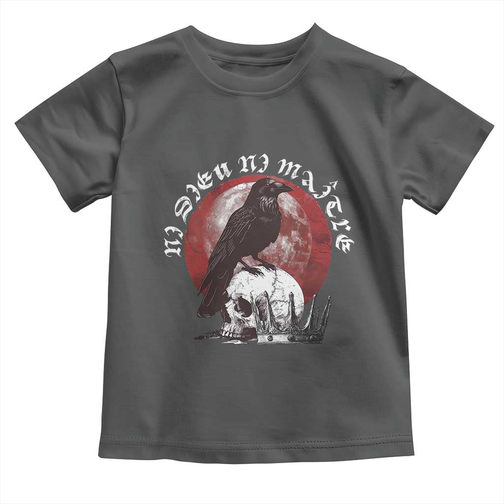 Ni Dieu Ni Maitre No God No Masters Toddler T Shirt Raven Skull TS11 Dark Heather Print Your Wear