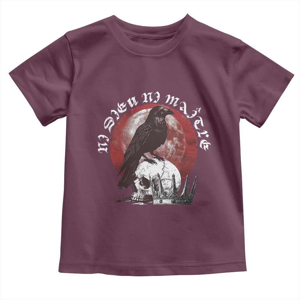 Ni Dieu Ni Maitre No God No Masters Toddler T Shirt Raven Skull TS11 Maroon Print Your Wear