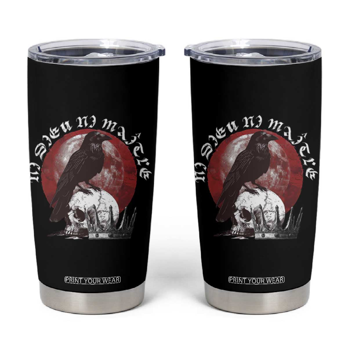 Ni Dieu Ni Maitre No God No Masters Tumbler Cup Raven Skull TS11 Black Print Your Wear