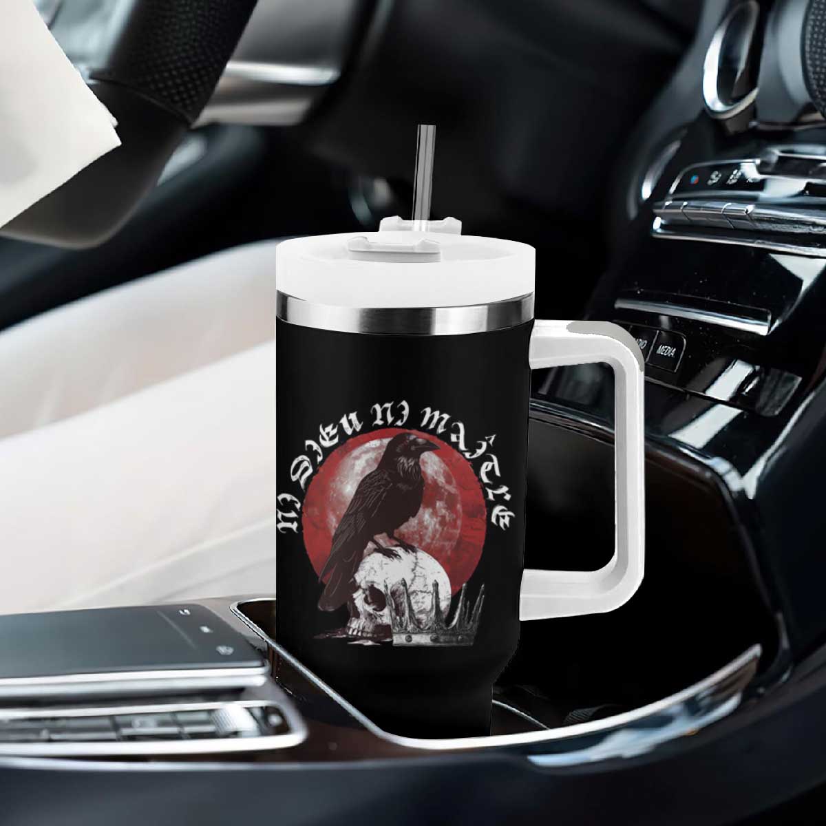 Ni Dieu Ni Matre No God No Masters Tumbler With Handle Raven Skull TS11 Print Your Wear