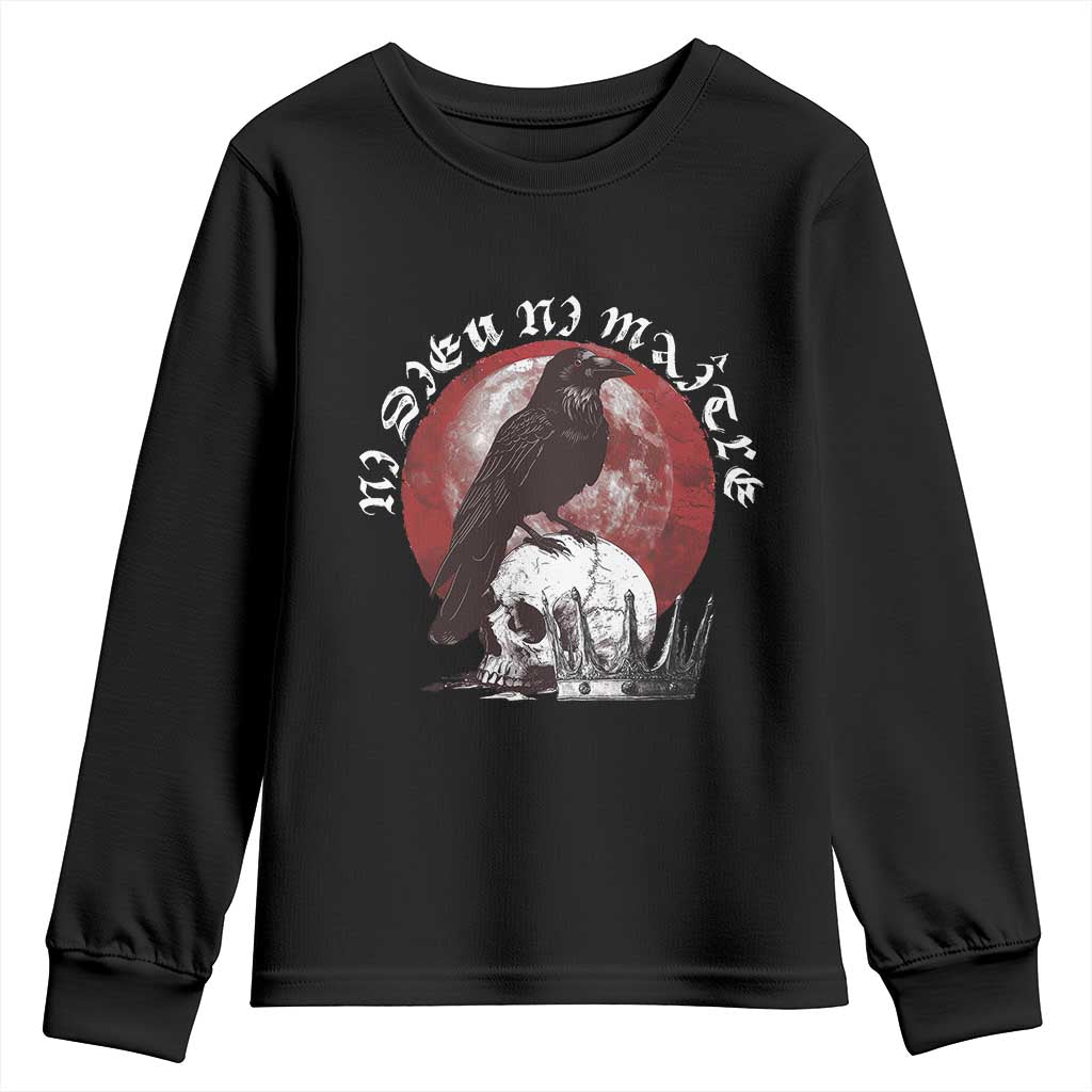 Ni Dieu Ni Maitre No God No Masters Youth Sweatshirt Raven Skull TS11 Black Print Your Wear