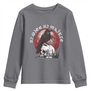 Ni Dieu Ni Maitre No God No Masters Youth Sweatshirt Raven Skull TS11 Charcoal Print Your Wear