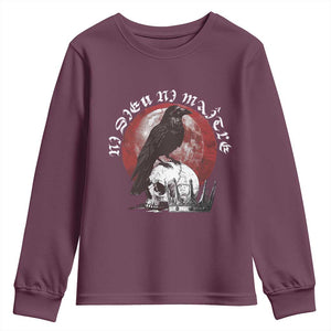 Ni Dieu Ni Maitre No God No Masters Youth Sweatshirt Raven Skull TS11 Maroon Print Your Wear