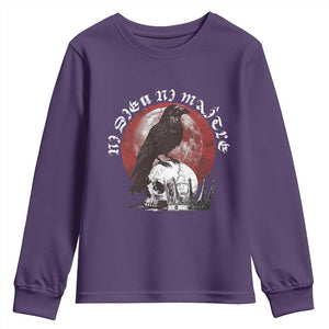 Ni Dieu Ni Maitre No God No Masters Youth Sweatshirt Raven Skull TS11 Purple Print Your Wear