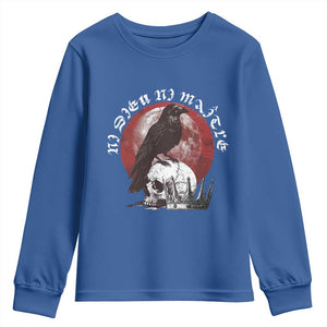 Ni Dieu Ni Maitre No God No Masters Youth Sweatshirt Raven Skull TS11 Royal Blue Print Your Wear