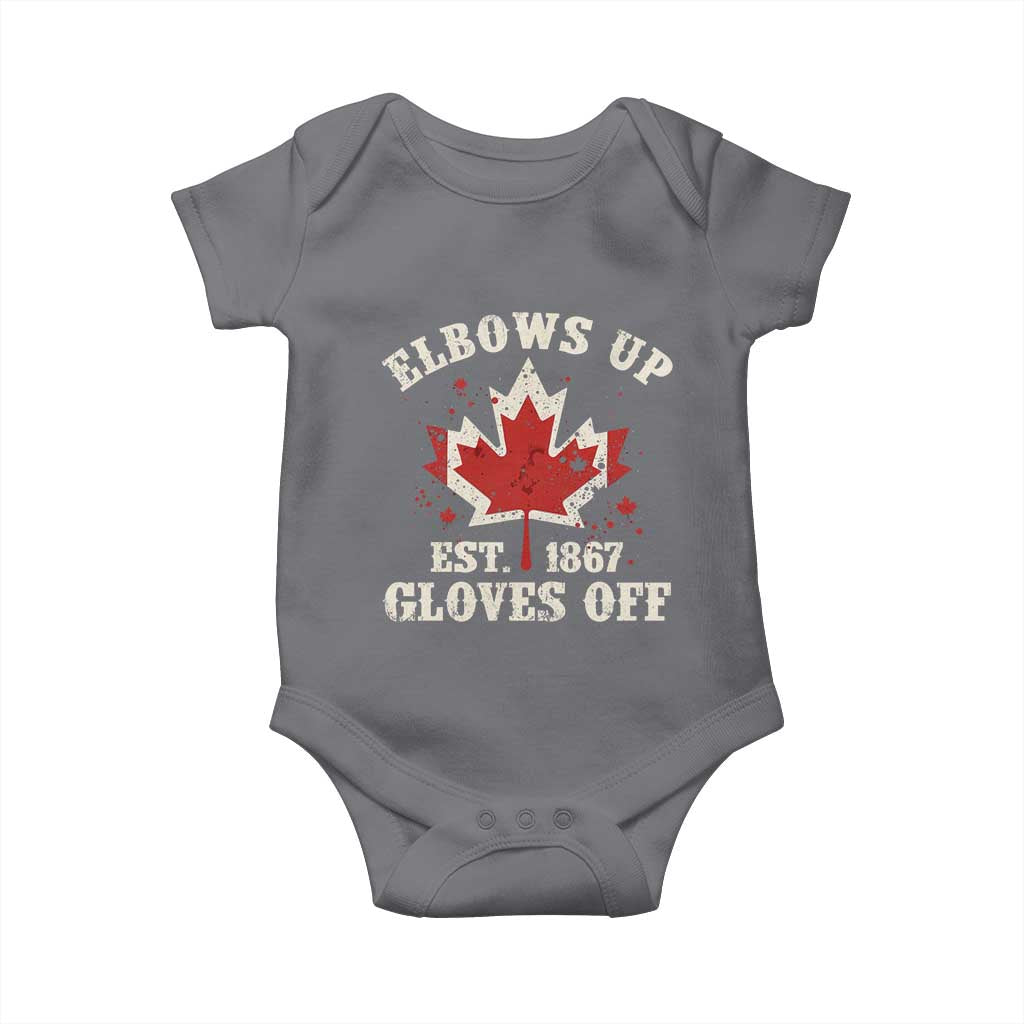Elbows Up Canada EST 1867 Baby Onesie Proud Canadian Maple Leaf TS11 Charcoal Print Your Wear