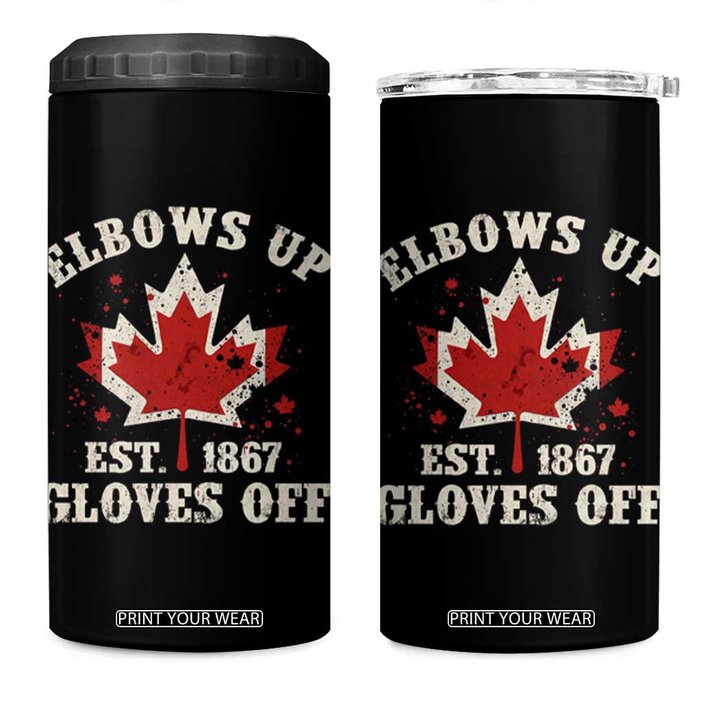 Elbows Up Canada EST 1867 4 in 1 Can Cooler Tumbler Proud Canadian Maple Leaf TS11 One Size: 16 oz Black Print Your Wear