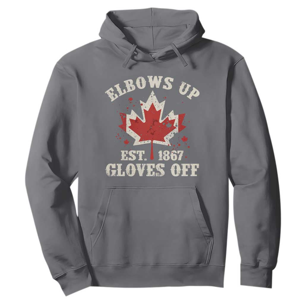 Elbows Up Canada EST 1867 Hoodie Proud Canadian Maple Leaf TS11 Charcoal Print Your Wear