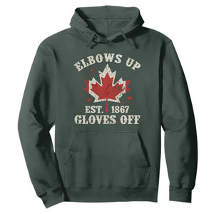 Elbows Up Canada EST 1867 Hoodie Proud Canadian Maple Leaf TS11 Dark Forest Green Print Your Wear