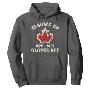 Elbows Up Canada EST 1867 Hoodie Proud Canadian Maple Leaf TS11 Dark Heather Print Your Wear