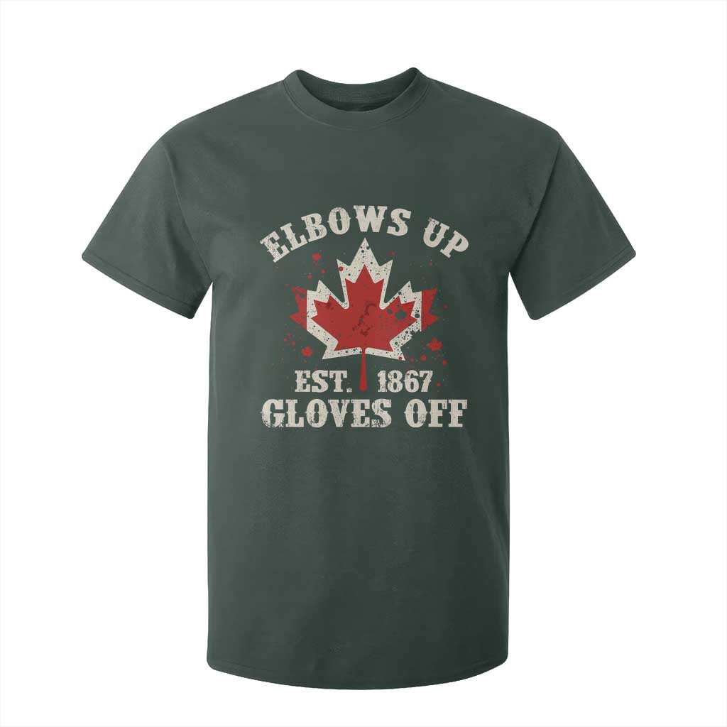 Elbows Up Canada EST 1867 T Shirt For Kid Proud Canadian Maple Leaf TS11 Dark Forest Green Print Your Wear