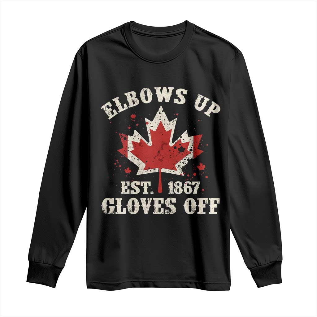Elbows Up Canada EST 1867 Long Sleeve Shirt Proud Canadian Maple Leaf TS11 Black Print Your Wear