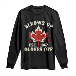 Elbows Up Canada EST 1867 Long Sleeve Shirt Proud Canadian Maple Leaf TS11 Black Print Your Wear