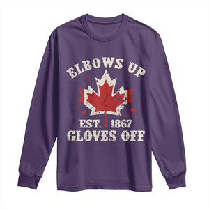 Elbows Up Canada EST 1867 Long Sleeve Shirt Proud Canadian Maple Leaf TS11 Purple Print Your Wear
