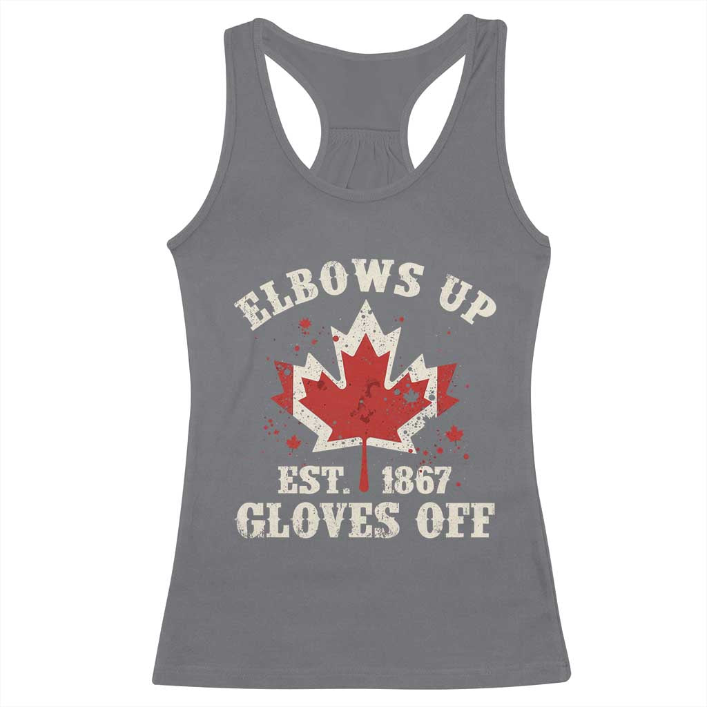 Elbows Up Canada EST 1867 Racerback Tank Top Proud Canadian Maple Leaf TS11 Charcoal Print Your Wear
