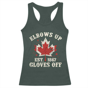 Elbows Up Canada EST 1867 Racerback Tank Top Proud Canadian Maple Leaf TS11 Dark Forest Green Print Your Wear
