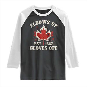 Elbows Up Canada EST 1867 Raglan Shirt Proud Canadian Maple Leaf TS11 Black White Print Your Wear